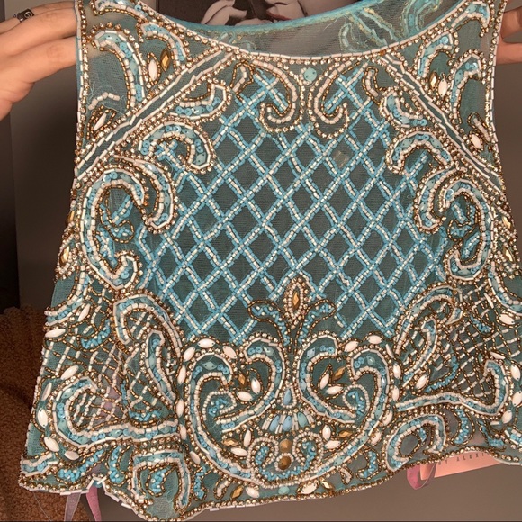 Blush prom cover up mesh top - Picture 2 of 4